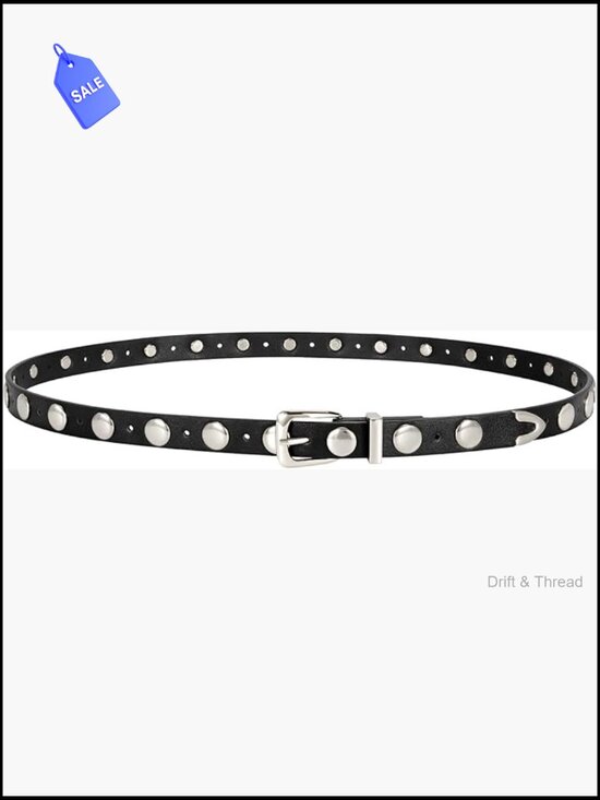 Skinny Leather Studded Belt for Jeans and Dresses - Punky Style main image 7